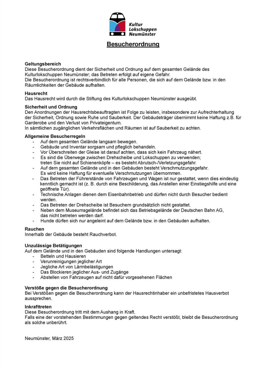 250326_Besucherordnung KLN_Stand März 2025